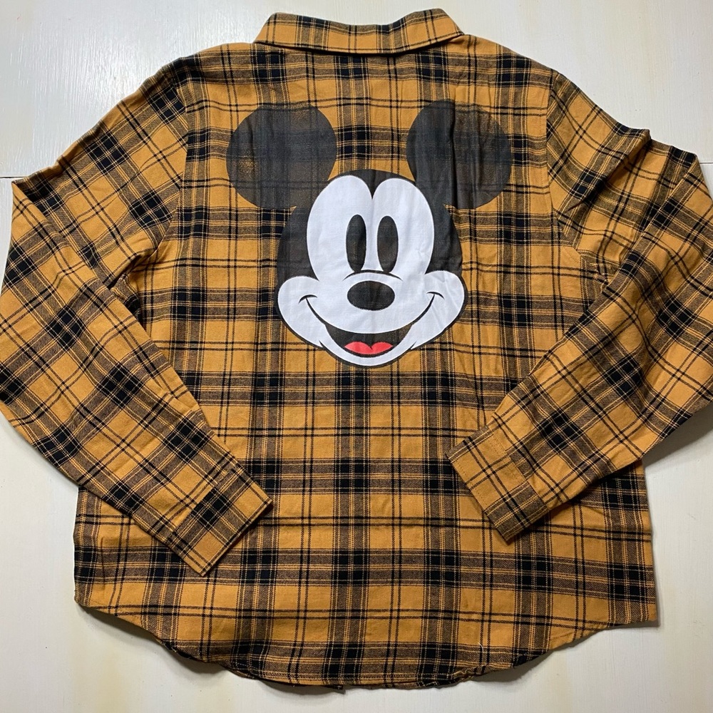Disney Mickey Mouse face plaid flannel